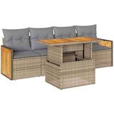 vidaXL 5-dijelni set vrtnih sofa s jastucima poliratan i bagrem bež | shoptok.hr