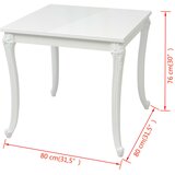  Blagovaonski Stol 80x80x76 cm Visoki Sjaj Bijeli | Eponuda.com