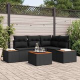  Vrtna sedežna garnitura z blazino 5 pcs Črna Poly ratan, (5000134113) | Shoptok.si