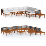  12-dijelna vrtna garnitura s krem jastucima od drva bagrema | shoptok.hr