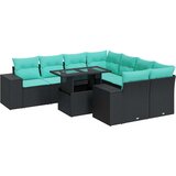  Vrtna garnitura - 9-dijelni set vrtnih sofa s jastucima crni od poliratana bagrem - Crna sa spremištem 1 | shoptok.hr