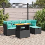  6-dijelni set vrtnih sofa s jastucima crni od poliratana bagrem | shoptok.hr