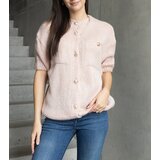 Gemre Women's pink short-sleeve sweater with decorative buttons | Shoptok.si