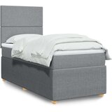 vidaXL Okvir kreveta s oprugama i madrac svjetlosivi 90x200cm tkanina | shoptok.hr