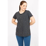 Şans Women's Anthracite Plus Size Stone And Pearl Detailed Blouse Cene
