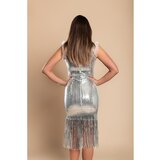 Fenzy Oprijeta Midi Obleka Z Bleščicami, Srebrna | Shoptok.si