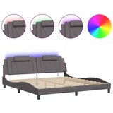 vidaXL Posteljni okvir z LED lučkami siv 200x200 cm umetno usnje, (21094842) Cene