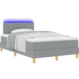 vidaXL Postelja z box springom s vzmetnico & LED svetlobo Svetlo siva 120x190 cm Tkanina, (22081232) Cene