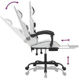  Igraća stolica od umjetne kože s osloncem za noge Bijela i crna | shoptok.hr