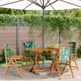 Maison Chic Nastavljivi vrtni stoli - Stol za vrt 4 kosi zeleno blago in trden les JS121, (21877466) | Shoptok.si