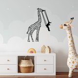 Wallity girl swinging giraffe - 498 black decorative metal wall accessory Cene