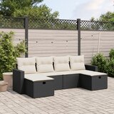 Maison Chic Seti vrtnega pohištva - Vrtna garnitura - Vrtni pohištvo set 6-delna z blazinami črna poli ratan, (21807656) | Shoptok.si