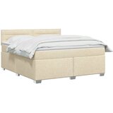  Krevet s box springom, madracem i LED-om Krem 160 x 200 cm Slike