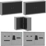  Set radnih ormarića s ladicama s policom 12 kom. Crna i Siva | shoptok.hr