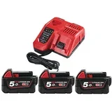 set brzi punjač i baterije M18 NRG-503, 3 x M18 5 Ah, 1 x M12 2 Ah
