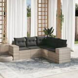 Maison Chic Seti vrtnega pohištva - Vrtna garnitura - Vrtni pohištvo set 5-delna z blazinami siv poli ratan, (21820112) | Shoptok.si