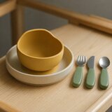 Petite&Mars Set pribora za jelo od nehrđajućeg čelika sa silikonskom ručkom 12 m+ Take&Match, Sweet Pea | shoptok.hr