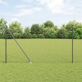 vidaXL evropska ograja z 7 klopnimi sidri 1.5x10 m galvansko jeklo siva | Shoptok.si