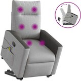 vidaXL Masažni naslanjač s funkcijo vstajanja sivo blago | Shoptok.si