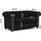 Ropez Črna žametna raztegljiva sedežna garnitura 148 cm York Blik – | Shoptok.si