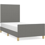 The Living Store Posteljni okvir z vzglavjem temno siv 100x200 cm blago - Posteljni Okvir Z Vzglavjem, (21527749) | Shoptok.si
