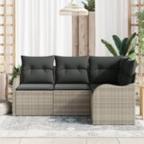 vidaXL 4-delni set vrtnika z blazinami svetlo sivi poli ratan | Shoptok.si
