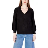 Jacqueline_de_yong Puloverji JDYJUSTY L/S V-NECK STRUCTUR PULLOV KNT 15277641 Črna