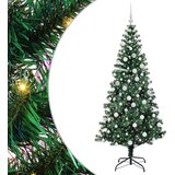 vidaXL Umjetno predsvijetljeno božićno drvce Zelena 180 cm PVC i metal | shoptok.hr