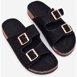 Boto Women's Sandals With Golden Buckles And Stitching Black Lunera | Shoptok.si