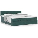 vidaXL Otomanski posteljni okvir z vzmetnicami zelen 200x200cm žamet, (21609301) | Shoptok.si