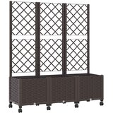  Vrtni saksija s rešetkom i kotačima Smeđa 120 x 40 x 146 cm PP | Eponuda.com