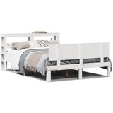 Maison Chic Posteljni okvir - Dvoposteljna postelja - Zakonska postelja z vzglavjem brez vzmetnice bel 160x200 cm, (21694894) | Shoptok.si