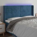  Posteljno vzglavje temno modro 183x16x118/128 cm žamet, (20932413) Cene