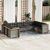 Maison Chic Seti vrtnega pohištva - Vrtna garnitura - Vrtni pohištvo set 9-delna z blazinami siv poli ratan, (21807254) | Shoptok.si