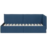 VidaXL Kotna postelja z vzglavjem Modra 90 x 200 cm blago Slike