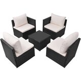 Poli 5-dijelna vrtna garnitura od poliratana s jastucima crna | shoptok.hr