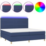  Krevet box spring s madracem LED plavi 200x200 cm od tkanine | shoptok.hr