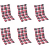  Jastuci za stolice 6 kom crveni karirani 100x50x3 cm od tkanine