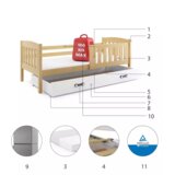 Krevet BMS Kubus + ladica 200x90 cm, PINE grafit | shoptok.hr