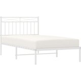 Metalni Kovinski posteljni okvir z vzglavjem bel 100x190 cm | Shoptok.si