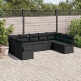 vidaXL 9-dijelni set vrtnih sofa s jastucima crni od poliratana | shoptok.hr