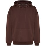 Trendyol Brown Men's Oversize Hoodie Printed Sweatshirt with a Soft Pillow Inside and a Floral Print | shoptok.hr