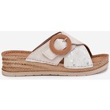 Inblu Wedge Sandals For Women With Decorative Buckle Light Beige | shoptok.hr