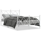vidaXL Kovinski posteljni okvir z vzglavjem in vznožjem bel 120x200 cm | Shoptok.si