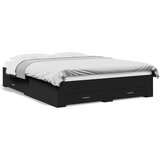 Maison Chic Posteljni okvir - Dvoposteljna postelja - Zakonska postelja s predali črn 160x200 cm inženirski les, (21694737) | Shoptok.si