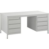 eurokraft basic pisalna miza za delovne mojstre, svetlo siva, predali 6 x 140 mm, šxg 1600 x 800 mm | Shoptok.si
