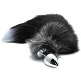 Alive Anal Pleasure - srednji analni dildo z lisičjim repom (srebrno-črn) | Shoptok.si