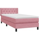 Box spring postelja z vzmetnico roza 80x220 cm žamet, (21792272) | Shoptok.si