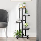 Furnova 5-nadstropno stojalo za rože s kolesi 44x23x100 cm črno železo, (21921376) | Shoptok.si