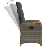  Fotelja za ležanje s pločom za čaj 62 x 64 x 112 cm poliratan - siva i tamnosiva | shoptok.hr
